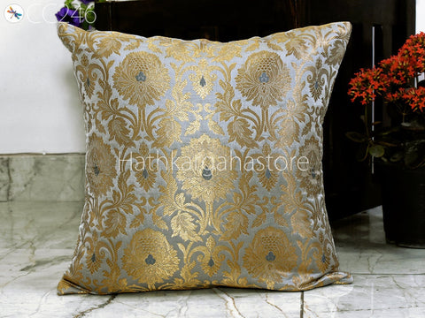Gray Brocade Silk Pillow Cover Handmade Lumbar Pillowcase Sham Decorative Cushion Cover Home Decor House Warming Bridal Shower Wedding Gift
