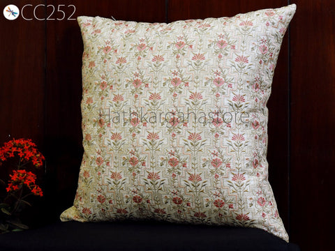 Beige Embroidered Cushion Cover Handmade Embroidery Throw Custom Size Pillow Decorative Home Decor House Warming Bridal Shower Wedding Gift