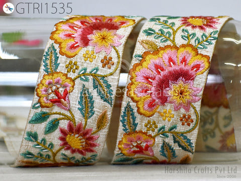 9 Yard Indian 5cm Embellishment Embroidered Fabric Trim Saree Ribbon Crafting Sewing Embroidery Border Wedding Dress Trimmings Cushion Cover