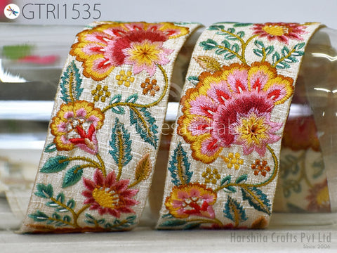 9 Yard Indian 5cm Embellishment Embroidered Fabric Trim Saree Ribbon Crafting Sewing Embroidery Border Wedding Dress Trimmings Cushion Cover