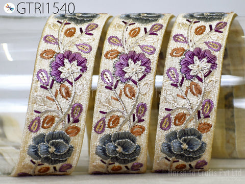 9 Yard Indian Embroidered 35mm Trim Embroidery Dress Embellishment Fabric Ribbon Trimming Cushions DIY Crafting Sari Border Wedding Saree