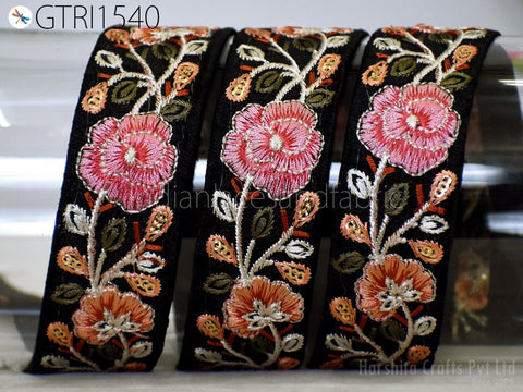 9 Yard Indian Embroidered 35mm Trim Embroidery Dress Embellishment Fabric Ribbon Trimming Cushions DIY Crafting Sari Border Wedding Saree