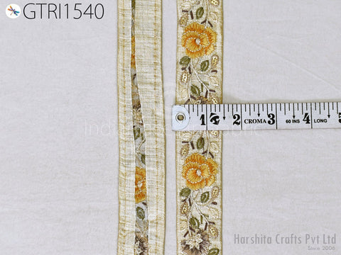 9 Yard Indian Embroidered 35mm Trim Embroidery Dress Embellishment Fabric Ribbon Trimming Cushions DIY Crafting Sari Border Wedding Saree