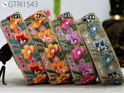 9 Yard Embroidery Fabric 4 Cm Trim Cushion Covers Embellishment Embroidered Saree Ribbon Sewing Crafting Border Indian Dress Gown Tape