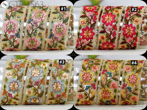 9 Yard Embroidered 4cm Embellishment Saree Ribbon Sewing Embroidery Fabric Trim Cushions DIY Crafting Sari Border Indian Wedding Dress Trim