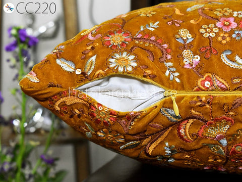 Floral Embroidered Throw Pillow Square Decorative Home Decor Pillow Cover Handmade Embroidery Cushion Cover