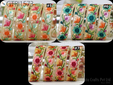 9 Yard Indian Sari Border 28 mm Embroidered Fabric Trim Cushions DIY Crafting Wedding Saree Sewing Embroidery Dress Embellishment Trimming