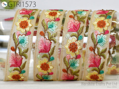 9 Yard Indian Sari Border 28 mm Embroidered Fabric Trim Cushions DIY Crafting Wedding Saree Sewing Embroidery Dress Embellishment Trimming