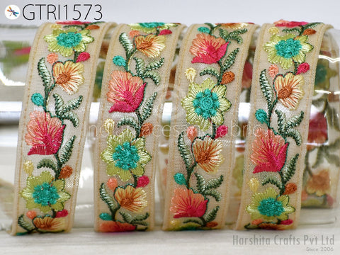 9 Yard Indian Sari Border 28 mm Embroidered Fabric Trim Cushions DIY Crafting Wedding Saree Sewing Embroidery Dress Embellishment Trimming