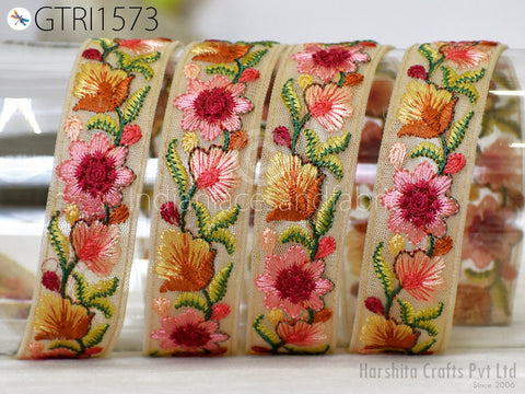 9 Yard Indian Sari Border 28 mm Embroidered Fabric Trim Cushions DIY Crafting Wedding Saree Sewing Embroidery Dress Embellishment Trimming