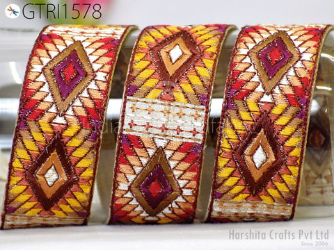 9 Yard Indian 4 CM Trim Decor Sari Border DIY Crafting Ribbon Sewing Fabric Embroidered Decorative Cushion Curtain Home Decor Trimming