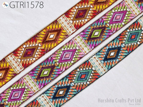 9 Yard Indian 4 CM Trim Decor Sari Border DIY Crafting Ribbon Sewing Fabric Embroidered Decorative Cushion Curtain Home Decor Trimming
