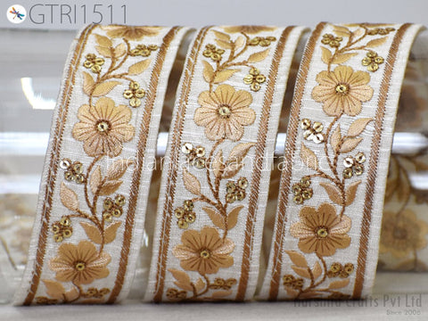 9 Yard Indian Sari Trim Embroidered Saree Ribbon Embellishments Embroidery Cushions Sewing Crafting Trimmings Curtains Headbands Border