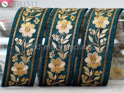 9 Yard Indian Sari Trim Embroidered Saree Ribbon Embellishments Embroidery Cushions Sewing Crafting Trimmings Curtains Headbands Border