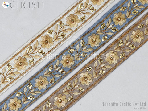 9 Yard Indian Sari Trim Embroidered Saree Ribbon Embellishments Embroidery Cushions Sewing Crafting Trimmings Curtains Headbands Border