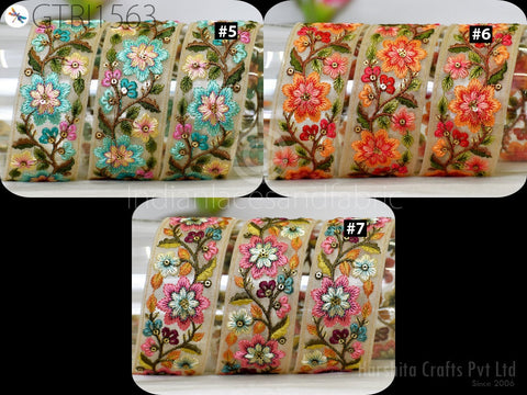9 Yard Embroidered 4cm Embellishment Saree Ribbon Sewing Embroidery Fabric Trim Cushions DIY Crafting Sari Border Indian Wedding Dress Trim