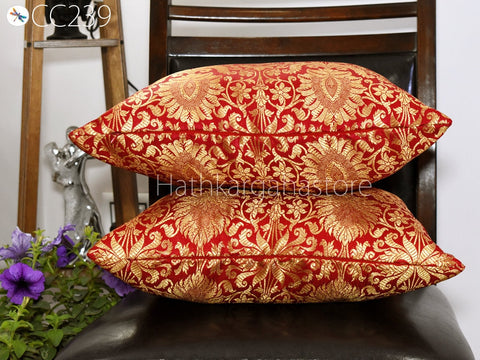 Brocade Silk Throw Pillow Lumbar Euro Sham 12X26 Handmade Luxury Home Decor