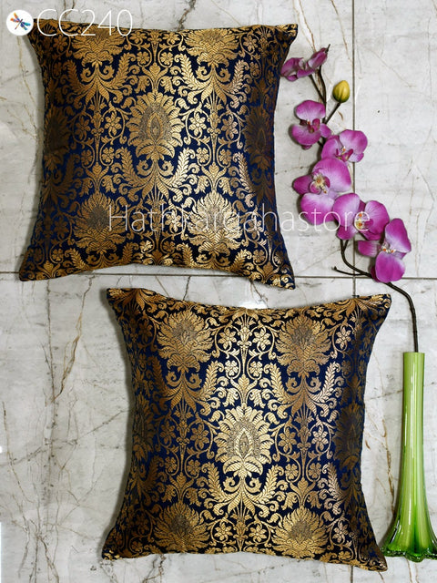 Brocade Silk Frill Throw Pillow Cushion Cover Handmade Brocade Decorative Home Decor Pillowcase House Warming Bridal Shower Wedding