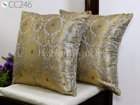 Brocade Silk Cushion Cover Frill Lumbar Pillow Throw Cushion Cover Handmade Embroidery Throw Pillow