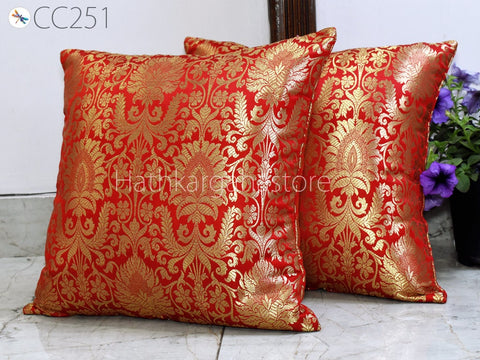 Red Brocade Silk Pillow Cover Handmade Custom size Lumbar Pillowcase Sham Decorative Cushion Home Decor House Warming Shower Wedding Gift