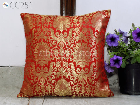 Red Brocade Silk Pillow Cover Handmade Custom size Lumbar Pillowcase Sham Decorative Cushion Home Decor House Warming Shower Wedding Gift