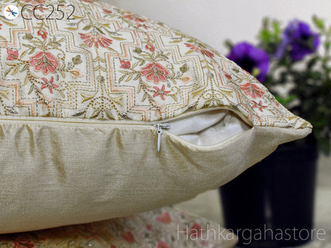 Floral Embroidered Throw Pillow Square Decorative Home Decor Pillow Cover Handmade Embroidery Cushion Cover House Warming Bridal Shower Gift