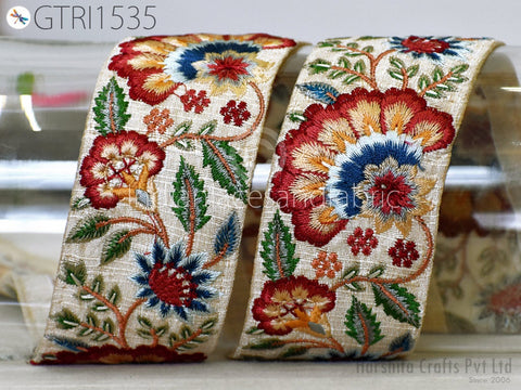 9 Yard Indian 5cm Embellishment Embroidered Fabric Trim Saree Ribbon Crafting Sewing Embroidery Border Wedding Dress Trimmings Cushion Cover