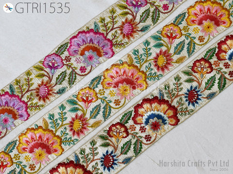 9 Yard Indian 5cm Embellishment Embroidered Fabric Trim Saree Ribbon Crafting Sewing Embroidery Border Wedding Dress Trimmings Cushion Cover
