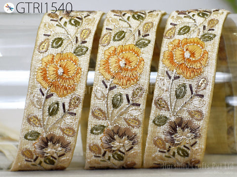 9 Yard Indian Embroidered 35mm Trim Embroidery Dress Embellishment Fabric Ribbon Trimming Cushions DIY Crafting Sari Border Wedding Saree