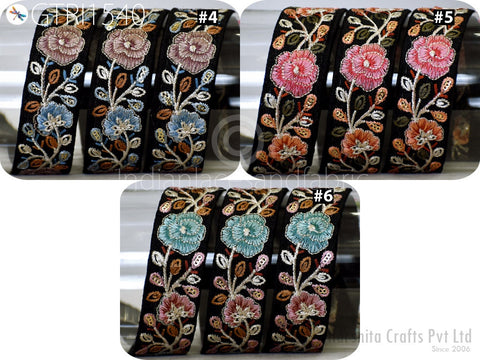 9 Yard Indian Embroidered 35mm Trim Embroidery Dress Embellishment Fabric Ribbon Trimming Cushions DIY Crafting Sari Border Wedding Saree