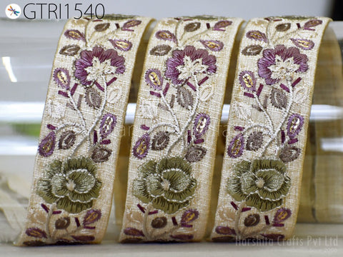 9 Yard Indian Embroidered 35mm Trim Embroidery Dress Embellishment Fabric Ribbon Trimming Cushions DIY Crafting Sari Border Wedding Saree