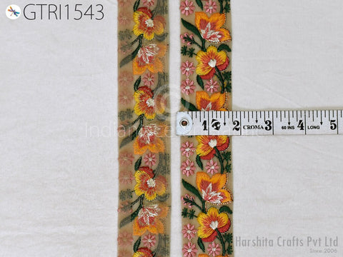 9 Yard Embroidery Fabric 4 Cm Trim Cushion Covers Embellishment Embroidered Saree Ribbon Sewing Crafting Border Indian Dress Gown Tape