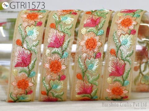 9 Yard Indian Sari Border 28 mm Embroidered Fabric Trim Cushions DIY Crafting Wedding Saree Sewing Embroidery Dress Embellishment Trimming