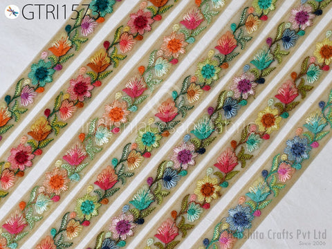 9 Yard Indian Sari Border 28 mm Embroidered Fabric Trim Cushions DIY Crafting Wedding Saree Sewing Embroidery Dress Embellishment Trimming