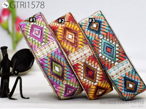 9 Yard Indian 4 CM Trim Decor Sari Border DIY Crafting Ribbon Sewing Fabric Embroidered Decorative Cushion Curtain Home Decor Trimming