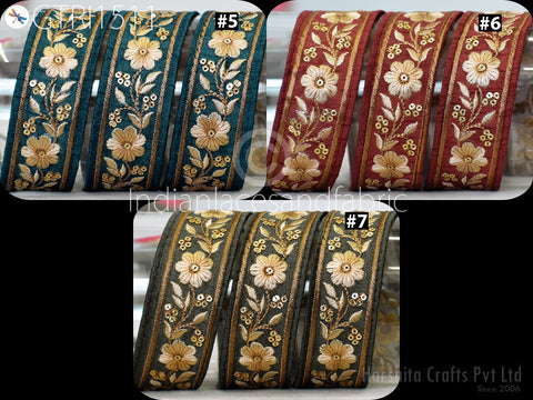 9 Yard Indian Sari Trim Embroidered Saree Ribbon Embellishments Embroidery Cushions Sewing Crafting Trimmings Curtains Headbands Border