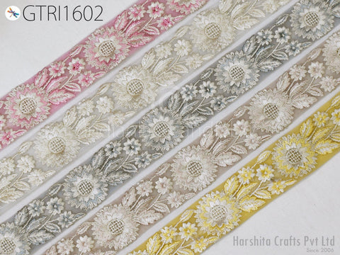 9 Yard 4CM Embroidery Fabric Trim Indian Sewing Embellishment Embroidered Saree Ribbon Crafting Border Wedding Dress Trimmings Cushion Cover