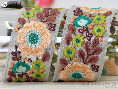 9 Yard Indian Embroidery 6 cm Fabric Trim Embellishments DIY Crafting Sewing Decorative Saree Indian Sari Border Embroidered Ribbon Costume