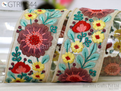 9 Yard Indian Embroidery 6 cm Fabric Trim Embellishments DIY Crafting Sewing Decorative Saree Indian Sari Border Embroidered Ribbon Costume