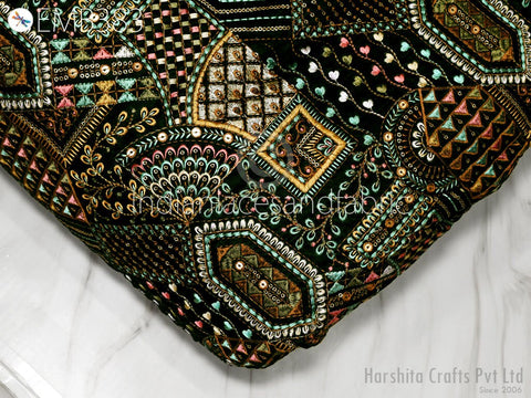 Gorgeous nature floral embroidered on cotton fabric, Wedding dress Fabric, Evening dress Fabric, Sewing Fabric, Sequins Work Fabric