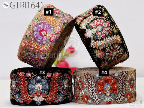 9 Yard Indian 7cm Ribbon Embroidered Fabric Trim Embellishment Cushion DIY Crafting Sewing Sari Border Wedding Saree Tape Embroidery Dresses