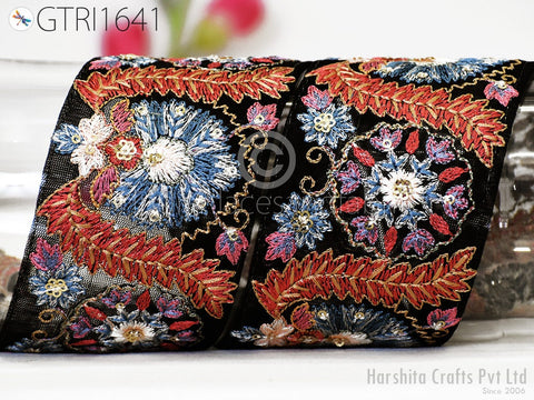 9 Yard Indian 7cm Ribbon Embroidered Fabric Trim Embellishment Cushion DIY Crafting Sewing Sari Border Wedding Saree Tape Embroidery Dresses