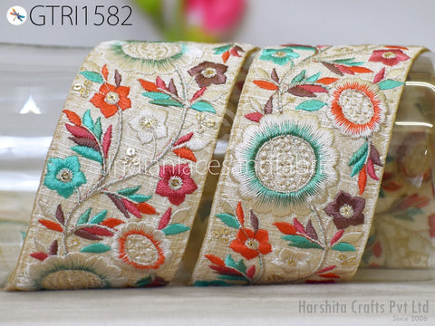 9 Yard Indian 50 mm Trim Sari Border Decor Crafting Sewing Embroidered Decorative Costumes Cushion Curtain Home Decor Trimmings Headband