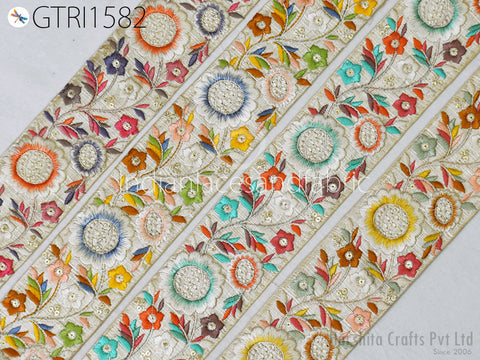 9 Yard Indian 50 mm Trim Sari Border Decor Crafting Sewing Embroidered Decorative Costumes Cushion Curtain Home Decor Trimmings Headband