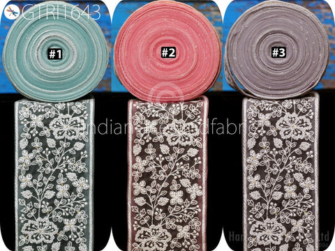 9 Yard Embroidered Fabric 9cm Trim Indian Sari Border Cushions DIY Crafting Wedding Saree Embroidery Dress Embellishment Costume Ribbon