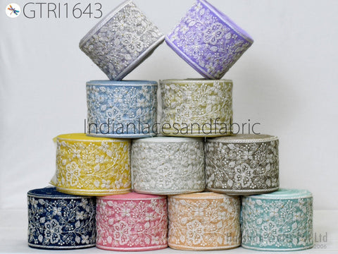 3 Yard Embroidered Fabric 9 CM Trim Indian Sari Cushions DIY Crafting Wedding Saree Sewing Embroidery Dress Embellishment Costume Ribbon