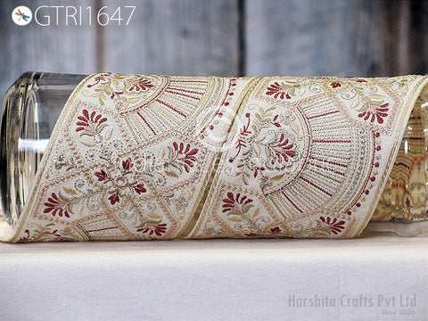 9 Yard Embroidered 9cm Fabric Trim Indian Embroidery Sari Border Crafting Saree Sewing Decorative Beach Bag Cushions Trimmings Ribbons Tape