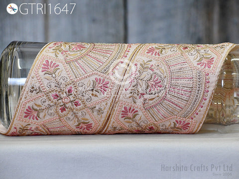 9 Yard Embroidered 9cm Fabric Trim Indian Embroidery Sari Border Crafting Saree Sewing Decorative Beach Bag Cushions Trimmings Ribbons Tape