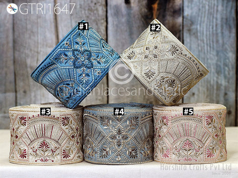 9 Yard Embroidered 9cm Fabric Trim Indian Embroidery Sari Border Crafting Saree Sewing Decorative Beach Bag Cushions Trimmings Ribbons Tape