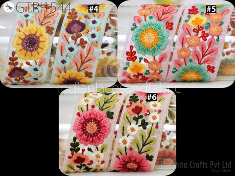 9 Yard Indian Embroidery 6 cm Fabric Trim Embellishments DIY Crafting Sewing Decorative Saree Indian Sari Border Embroidered Ribbon Costume